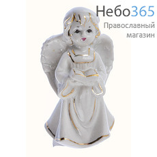  Ангел, фигура фарфоровая в белом хитоне, с золотой росписью, высотой 9 см, 2-х видов, в ассортименте, Кисловодский фарфор вид 2 Ангел с книгой, фото 1 