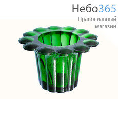  Лампада настольная стеклянная "Ромашка" в ассортимент цвет: зеленый, фото 1 