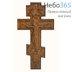  Крест деревянный настенный, с тропарём, из дуба (резьба на станке), высотой 23 см, фото 1 