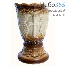  Лампада настольная керамическая "Лоза", на высокой ножке, с цветной глазурью, высотой 11 см коричневый, фото 1 