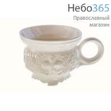  Чашка керамическая для святой воды "С крестом", с цветной глазурью цвет: белый, фото 1 