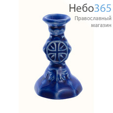  Подсвечник керамический "Рождественский" с цветной глазурью (в уп. - 5 шт.) цвет: синий, фото 1 