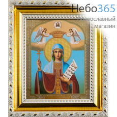  Икона в раме 13х15 см, полиграфия, золотое и серебряное тиснение, цветной фон, пластиковый багет, под стеклом (Су) Святая Троица (36), фото 2 