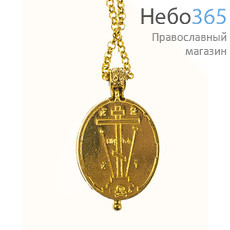  Мощевик - медальон металлический , овальный с иконой Божией Матери, на цепочке, с магнитным замком, 4 х 2.5 см, в бархатной коробочке, фото 2 