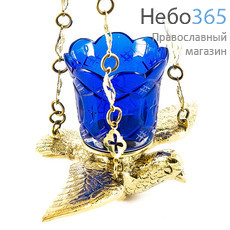  Лампада подвесная латунная "Голубь", с позолотой, со стаканом с конусом, фото 2 
