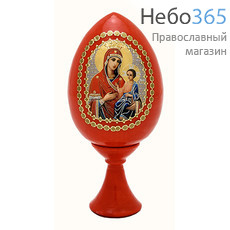  Яйцо пасхальное деревянное на подставке, с иконой, красное, высотой 7 см (без учета подставки) РРР, фото 3 