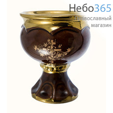  Лампада настольная керамическая "Кубок", средняя, с эмалью и золотом, цвет: зеленый, фото 2 