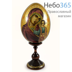  Яйцо пасхальное деревянное с писаной иконой Божией Матери "Казанская" высотой 15-16 см (без учёта подставки), диаметром 12 см, фото 2 
