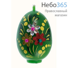  Свеча парафиновая пасхальная, "Яйцо с аппликацией", высотой 6,5 см (в коробе - 30 шт.), 3-26, фото 2 