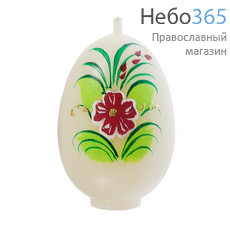  Свеча парафиновая пасхальная, "Яйцо расписное "Цветочки", высотой 6,5 см (в коробе - 30 шт.), 3-18, фото 2 