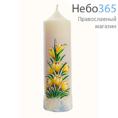  Свеча парафиновая пасхальная, "Пеньковая большая "Первоцветы", высотой 14,5 см (в коробе - 15 шт.), 11-43, фото 3 