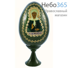  Яйцо пасхальное деревянное на подставке, цветное, с иконой, высотой б/п:8 см., н/п: 11.5 см., фото 2 