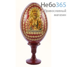  Яйцо пасхальное деревянное на подставке, цветное, с иконой, высотой б/п:8 см., н/п: 11.5 см. с иконами Божией Матери, в ассортименте, фото 4 