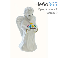  Ангел, фигура гипсовая белая, с цветной росписью, в ассортименте, 1281(6-20) ангел с голубем, фото 2 