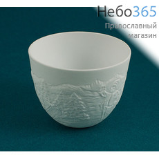  Подсвечник фарфоровый для греющей свечи, белый, с рельефным рисунком, высотой 5 см, 40562, 137268S, фото 1 