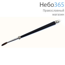  Стрючец для елея с кисточкой, с деревянной ручкой "под эбонит", с ажурной фурнитурой, в ассортименте, длиной 17 - 17,5 см гладкая ручка, фото 1 