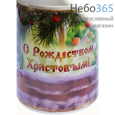  Чашка керамическая рождественская, миниатюрная, с цветной сублимацией, объемом 70 мл, в ассортименте Ангельский хор, фото 3 