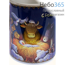  Чашка керамическая рождественская, миниатюрная, с цветной сублимацией, объемом 70 мл, в ассортименте Детские колядки, фото 6 