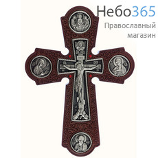  Крест деревянный 17142, настенный, с круглыми вставками, с посеребрением, со стразами, клен, фото 1 