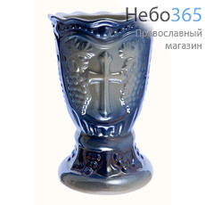  Лампада настольная керамическая "Лоза", на низкой ножке, с цветной глазурью, высотой 11,5 см РРР цвет: синий, фото 1 