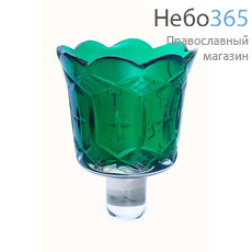  Стакан для лампад стеклянный зеленый № 2 хр, из окрашенного хрусталя, объёмом 50 мл, с конусом, фото 1 