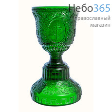  Лампада настольная стеклянная "Кубок" в ассортименте цвет: зеленый, фото 1 