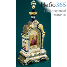  Киот фарфоровый настольный К-17 , с цветной росписью и золотом с иконой святителя Николая Чудотворца, фото 4 