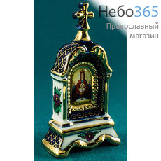 Киот фарфоровый настольный К-10 мини, 1 икона , с цветной росписью и золотом Владимирская икона Божией Матери, фото 5 