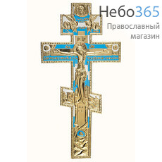  Крест металлический "Поморский" киотный,, латунное литье, эмаль, 509-1, 5539 с бело-голубой эмалью, вариант № 1, фото 1 