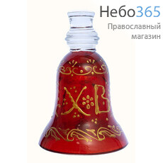  Колокольчик стеклянный пасхальный, красный, с ручной росписью, высотой 9,5 см, фото 1 