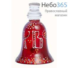  Колокольчик стеклянный пасхальный, красный, с ручной росписью, высотой 9,5 см вид №10, фото 1 