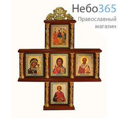  Крест с иконами (Мис) 25х30, 5 икон 6х9, лепнина (Х58, Х25857, 39), фото 1 
