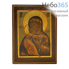  Владимирская икона Божией Матери. Икона писаная (Ат) 23х30,5, золотой нимб, 19 век, фото 1 