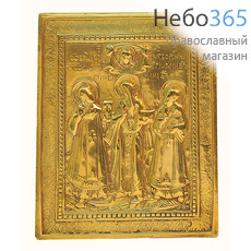  Собор трех Святителей. Икона литая 9х11,5, 19 век, фото 1 