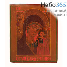  Казанская икона Божией Матери. Икона писаная (Ат) 15х18, реставрация, 19 век, фото 1 