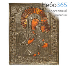  Иверская икона Божией Матери. Икона в ризе 21,5х26,5, литография, металлический оклад, 19 век, фото 1 