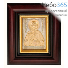  Икона в раме 13х15, блаженная Матрона Московская, гальванопластика, посеребрение и позолота, деревянный багет., фото 1 