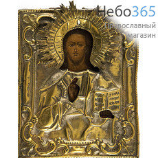  Господь Вседержитель. Икона писаная (Кж) 13х17, в ризе, реставрация, начало 19 века, фото 1 
