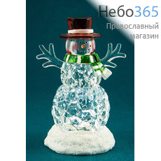  Сувенир рождественский Снеговик из пластика, с подсветкой, высотой 12,7 см, АК8223, фото 1 