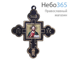  Крест пластмассовый (Ср) 8х9, с иконой, двухсторонний, подвесной (уп.10шт), фото 1 