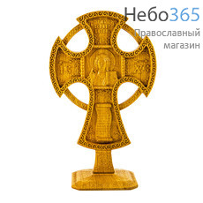  Крест деревянный на подставке, с иконой Спасителя, из дуба (резьба на станке), высотой 36 см, фото 1 
