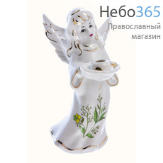  Ангел, фигура фарфоровая с подсвечником, высотой 14,5 см, Кисловодский фарфор, фото 1 