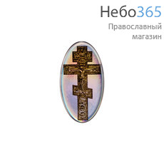  Наклейка "Крест" восьмиконечный, в овале, голографическая под смолой (в уп.- 10 шт.), фото 1 