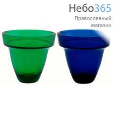  Стакан стеклянный "Византия №3", синий, зеленый, большой, "с пояском" , 215130., фото 1 