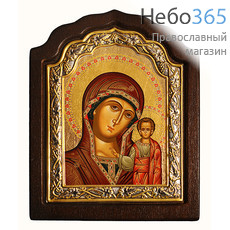  Неупиваемая Чаша икона Божией Матери. Икона на дереве 11х16 см, шелкография, посеребренная риза, на деревянной фигурной основе (Аф) (C-11), фото 1 