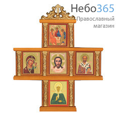  Крест с иконами (Мис)15х15 см., 5 икон 3х4, деревянный (Х25812309, Х240), фото 1 