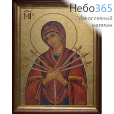  Икона в киоте 50х70 , Божией Матери Семистрельная, печать на холсте, багет., фото 1 