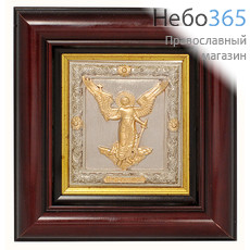  Икона в раме 14х15, Ангел - Хранитель, гальванопластика, посеребрение и позолота, деревянный багет., фото 1 