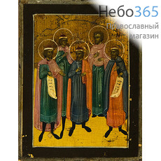  Глеб , Андрей, Георгий, благоверные князья, святой Авраамий. Икона писаная  8,7х11, писаная на серебре, 19 век, фото 1 