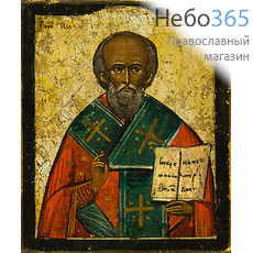  Икона писаная  9х11, святитель Николай Чудотворец, 19 век, фото 1 